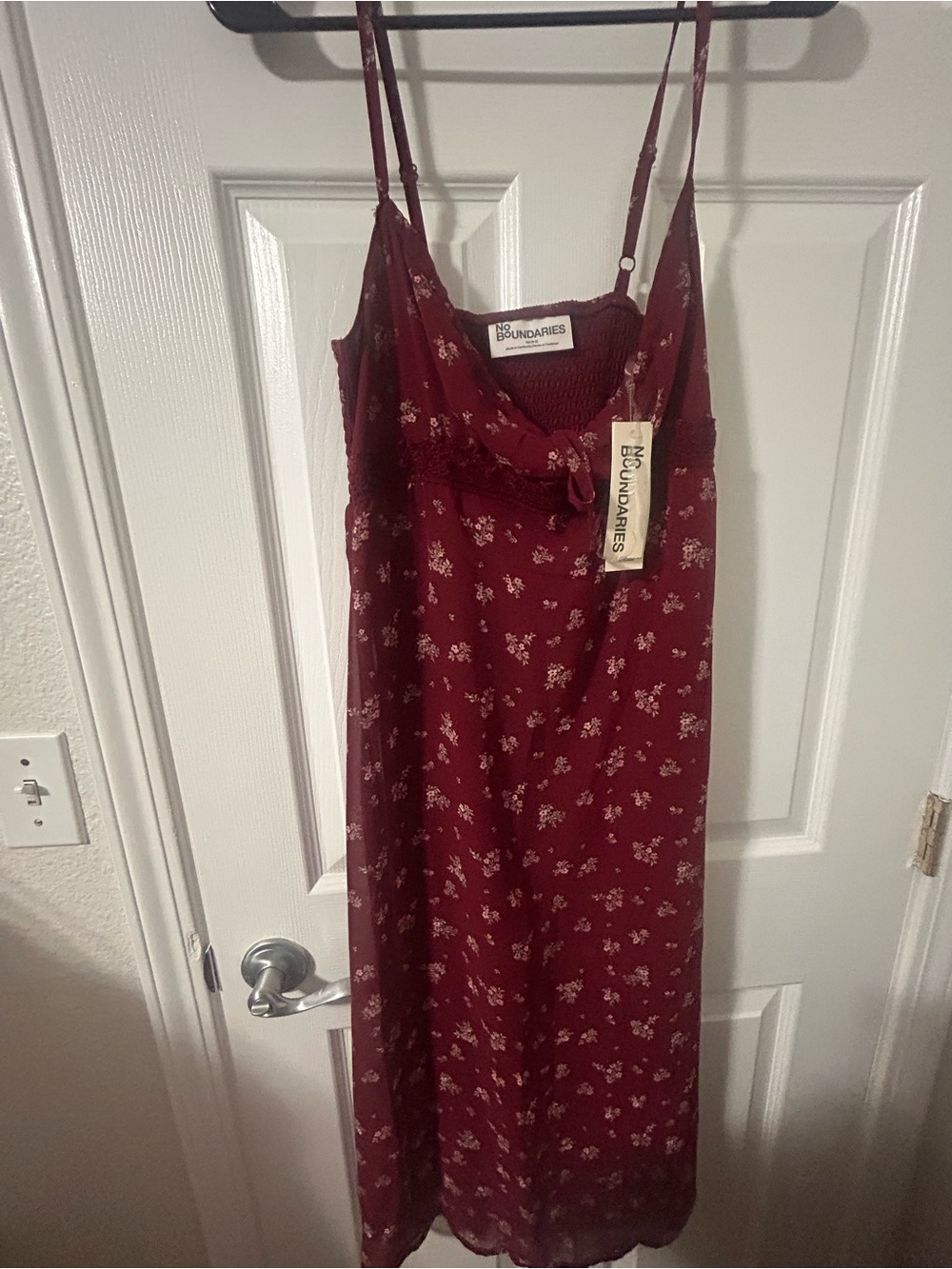 No Boundaries Burgundy Floral Midi Dress
